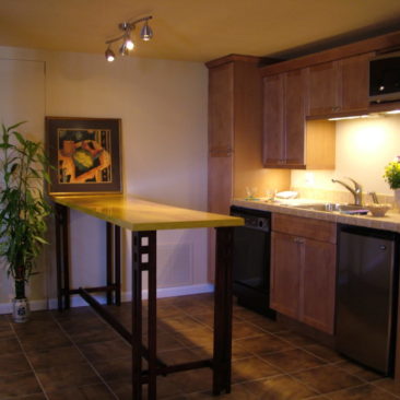Custom handmade table in unfinished basement remodel