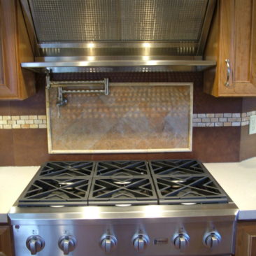 pot fill custom tile 6 burner gas stove stainless steel range hood remodeling home improvement