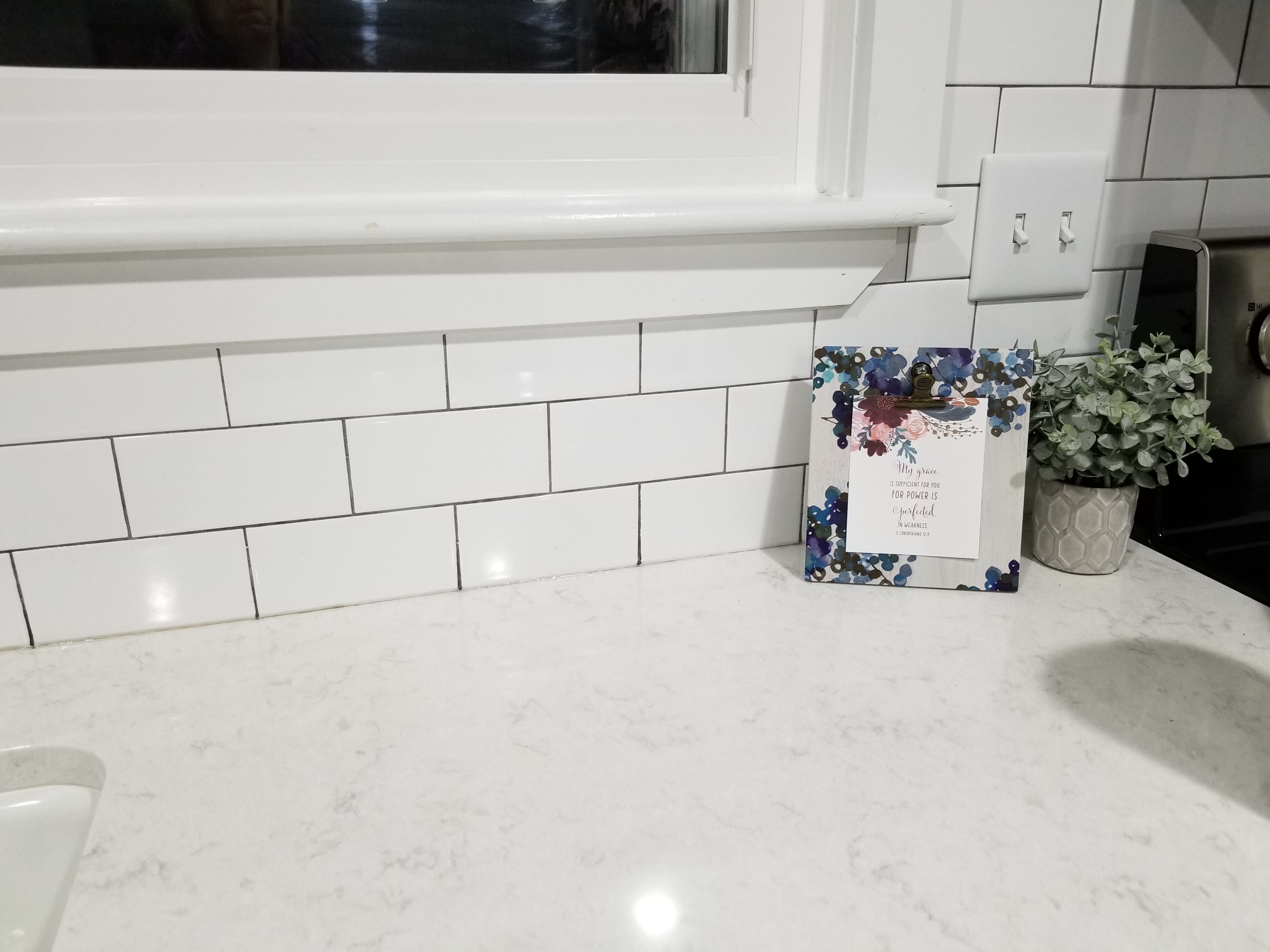 Snow completed DIY kitchen tile